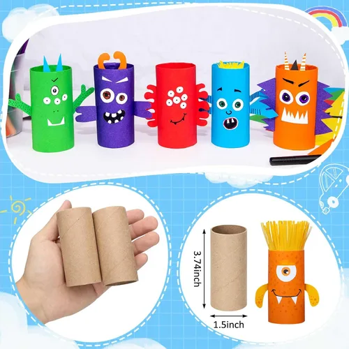 Miniatura 2 de Henoyso Paquete de 50 tubos de cartón para manualidades, rollos de papel higiénico gruesos vacíos para niños, proyectos de aula, manualidades de fin