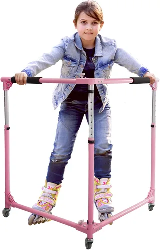 Miniatura 8 de GanFindX Patinador plegable para niños, patinaje sobre ruedas, entrenador de patinaje para niños pequeños, altura ajustable, caminante de Verde