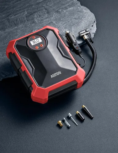 Miniatura 8 de AstroAI Inflador de neumáticos, compresor de aire portátil de 12 V CC 100 PSI, almacenamiento integrado, indicador digital, apagado automático, luz