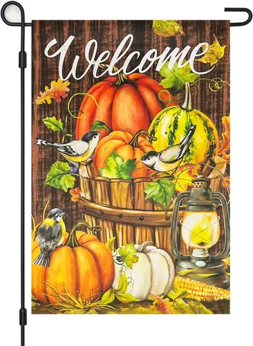 Miniatura 9 de Bandera de jardín con flores de mariposa, opaca de doble cara de 12 x 18 pulgadas, banderas verticales de bienvenida para todas las estaciones