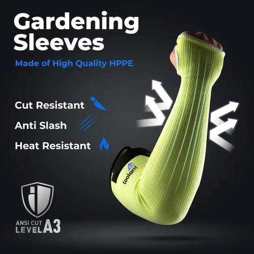 Miniatura 2 de OriStout Mangas de jardinería resistentes a cortes con orificio para el pulgar, verde, 2 pares, mangas protectoras para brazo para trabajo
