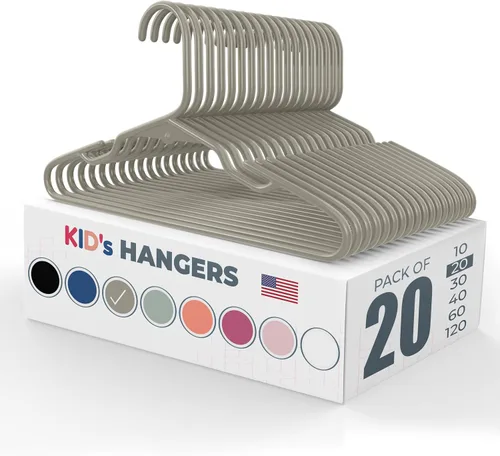 Miniatura 46 de Perchas de plástico para niños de 12 pulgadas, paquete de 10 unidades, fabricadas en los Estados Unidos, capacidad de 5 libras, perchas para ropa
