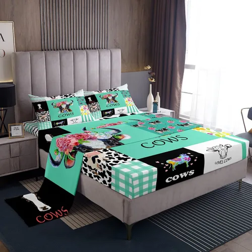 Miniatura 9 de Feelyou Juego de sábanas con diseño de arcoíris a rayas coloridas, multicolor, sábana bajera ajustable estilo de dibujos animados para niños