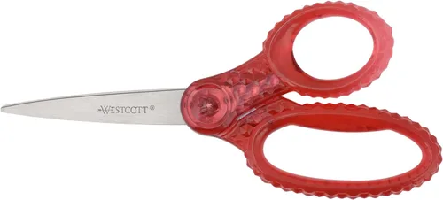Westcott GEM con diseño de cristal, tijeras puntiagudas de 7 pulgadas para estudiantes de 12 años en adelante, esencial para el aula con empuñadura