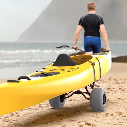 Miniatura 2 de Bonnlo Carrito de kayak, canoa, remo, barco, carrito de transporte con ruedas grandes de playa de 12 pulgadas, ruedas de transporte de globo, kayak