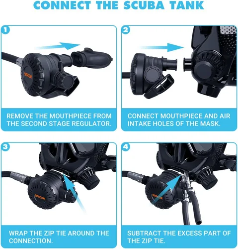 Miniatura 7 de SMACO Mini tanque de buceo con máscara de buceo de cara completa, S700 1.9L Mini tanque de buceo portátil botella de poni reutilizable hasta 30