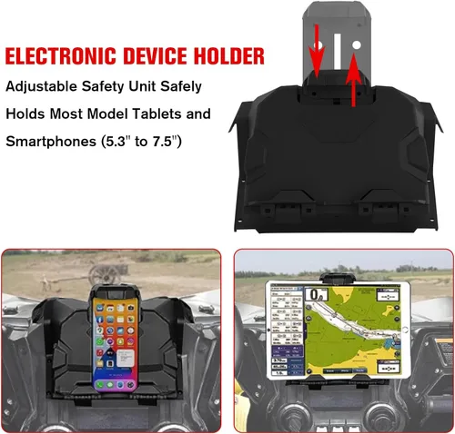 Miniatura 2 de Soportes para dispositivos eléctricos con caja de almacenamiento, bandeja organizadora para Honda Talon 1000 2019-2023, soporte de montaje para iPad