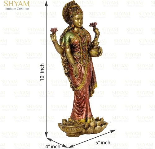 Miniatura 4 de Murti de bendición de diosa Lakshmi de pie de 10 pulgadas Maa Laxmi Bendición para Pooja Room Mahalaxmi Estatua para el hogar, templo, mandir