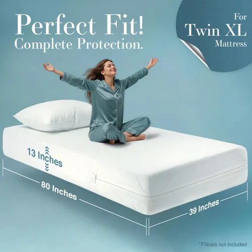 Miniatura 2 de Utopia Bedding Protector de colchón con cremallera, tamaño individual XL, 100% impermeable, a prueba de insectos y ácaros, funda de colchón