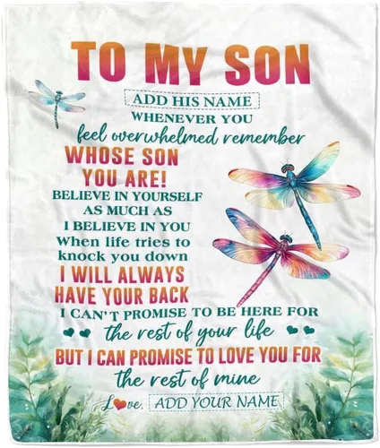 Miniatura 26 de Manta Personalizada "To My Son" de Mamá y Papá Regalos para Hijo que Va a la Universidad Cumpleaños Graduación Navidad Regalo Personalizado Manta
