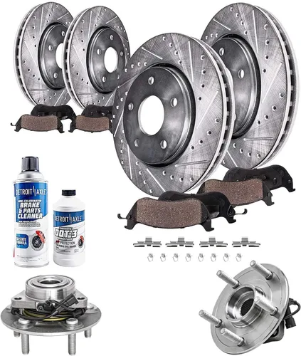 Miniatura 28 de Detroit Axle - Rotores de freno para Ford 2013-2019 Explorer Taurus Flex Lincoln MKT MKS, rotores de freno de disco ranurados perforados de repuesto