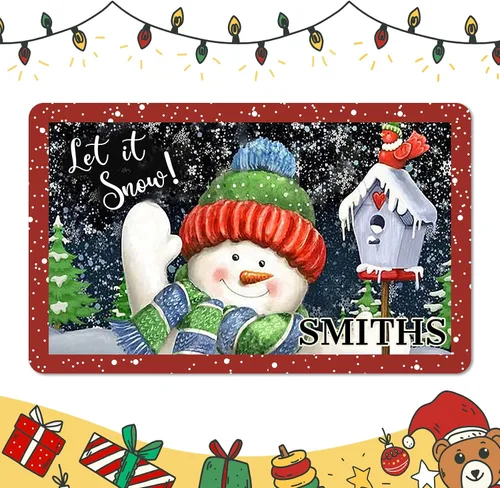Miniatura 14 de Tapete personalizado de bienvenida de Navidad para entrada al aire libre con nombre, tapete de puerta de Navidad personalizado para Navidad, tapete