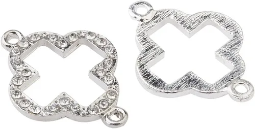 Miniatura 32 de RUBYCA 5pcs Metal Cruz Llave Lateral Conector Cuentas Cristal DIY Joyería Pulsera Tono Plata