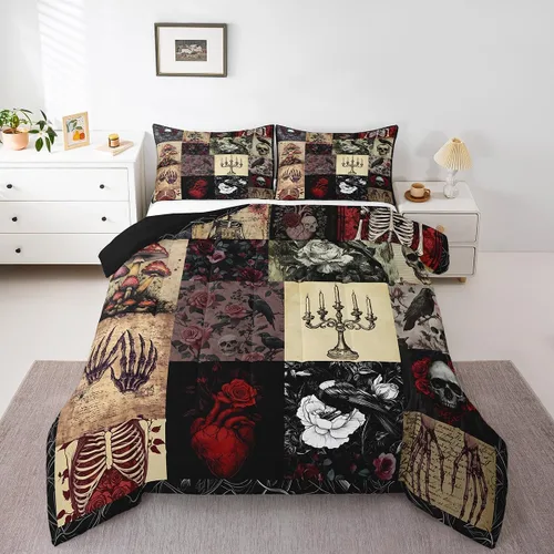 Miniatura 25 de Juego de edredón lindo de perro y gato, tamaño matrimonial, juego de ropa de cama colorido con estampado de patas de cachorro, 3 piezas para niños