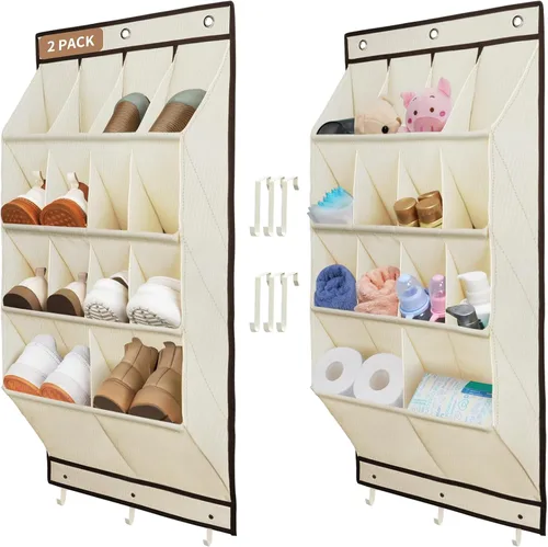 Miniatura 17 de FENTEC 1 paquete de organizadores de zapatos para colgar sobre la puerta, organizador de zapatos colgante con bolsillo profundo grande para zapatos