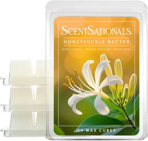 ScentSationals Honeysuckle Nectar - Cera perfumada para derretir – Madreselva, enredaderas verdes y flor de azahar, 10 onzas (24 cubos)