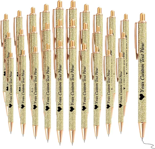 Miniatura 56 de Bolígrafos con purpurina personalizados con nombre, bolígrafos bonitos y bonitos personalizados, bolígrafos retráctiles de tinta negra, suministros