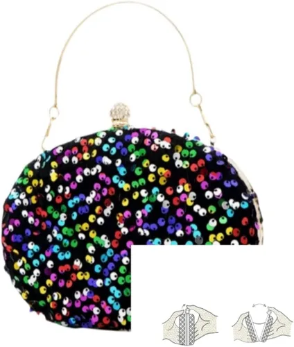 Miniatura 5 de IAMUHI Bolso de mano con lentejuelas pequeñas, bolso de noche con asa superior, mini bolso cruzado de hombro cuadrado