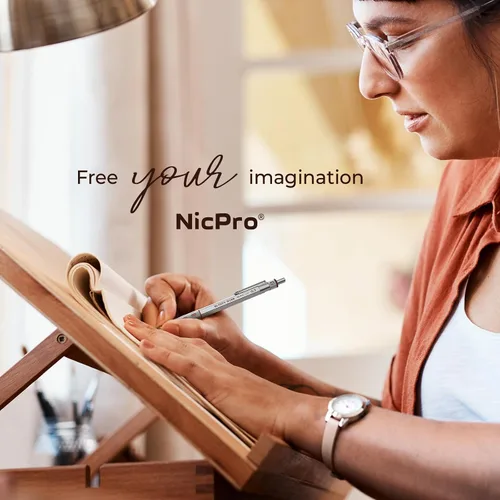 Miniatura 7 de Nicpro - Juego de lápices mecánicos Blocky Gear de 0.01 pulgadas en estuche, lápiz metálico con recambios de mina, borrador para dibujo, escritura