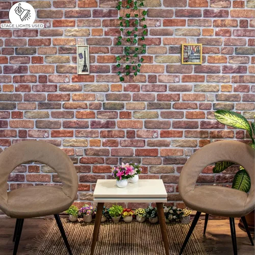 Miniatura 3 de Dundee Deco Paneles de pared 3D de ladrillo sintético, revestimiento de pared de aspecto de piedra marrón beige, espuma de poliestireno, muestra