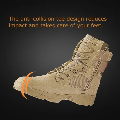 Miniatura 5 de Kervaky Botas tácticas para hombre, botas ligeras, fáciles de llevar, cremallera lateral, botas para exteriores, botas militares, botas tácticas
