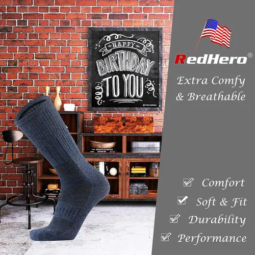 Miniatura 5 de Calcetines acolchados de lana merina para hombre, para senderismo, senderismo, senderismo, suaves, acogedores, ajuste térmico, control de humedad