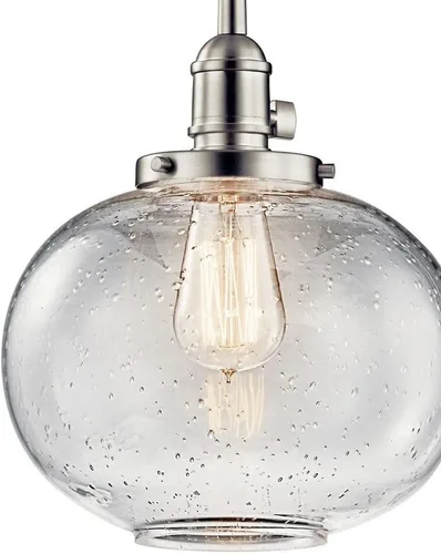 Miniatura 7 de Kichler Avery 9.75" 1 Luz Mini Colgante con Vidrio Semillado Transparente en Bronce Oldee®