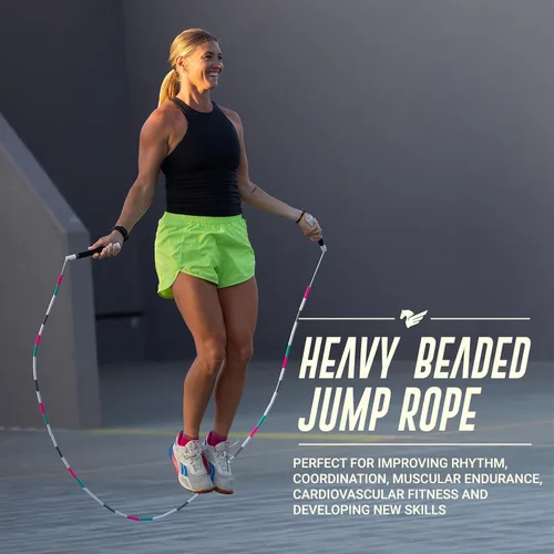 Miniatura 2 de Elite Jumps - Cuerda de saltar con cuentas pesadas - Cuerda de saltar con peso de 6.5 onzas para mujer - Duradero y resistente - Cuerda ajustable