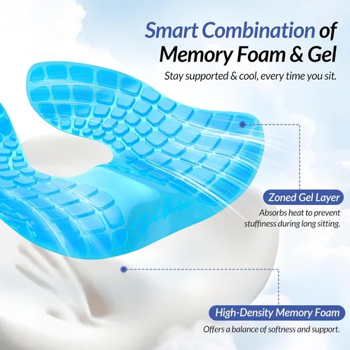 Miniatura 4 de ZIKEE Pioneering Cojín de gel para sentarse sin congestión, cojín ergonómico de espuma viscoelástica para silla de oficina para ciática, espalda
