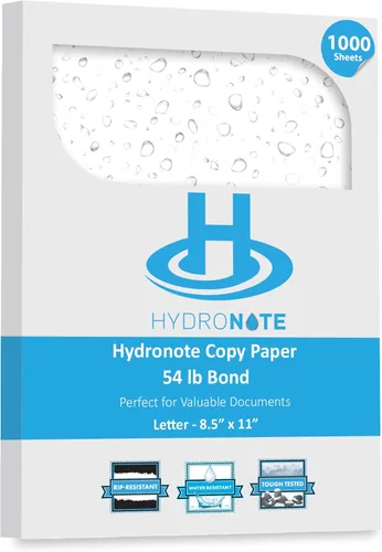 TerraSlate Papel impermeable Hydronote - Papel de copia multiusos de 54 libras de 8.5 x 11 pulgadas, papel blanco a granel, impresora de inyección