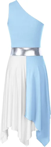 Miniatura 79 de easyforever Vestido de baile sin mangas con bloques de color para mujer, alabanza litúrgica, ropa de baile lírico, vestido de bata de adoración