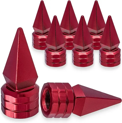 Miniatura 12 de 4 piezas de tapas de válvula de rueda con forma de punta, válvula de rueda de aleación de aluminio con punta, tapas de aire universales a prueba