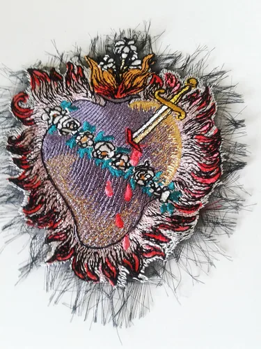Miniatura 4 de moks179(p) Flower patches Sacred Heart milagro Embroidered patches Sew on