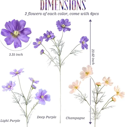 Miniatura 3 de Flores artificiales para decoración, flores de seda Calliopsis de tallo largo, centros de mesa, decoración, ramo de flores falsas, Coreopsis Morado