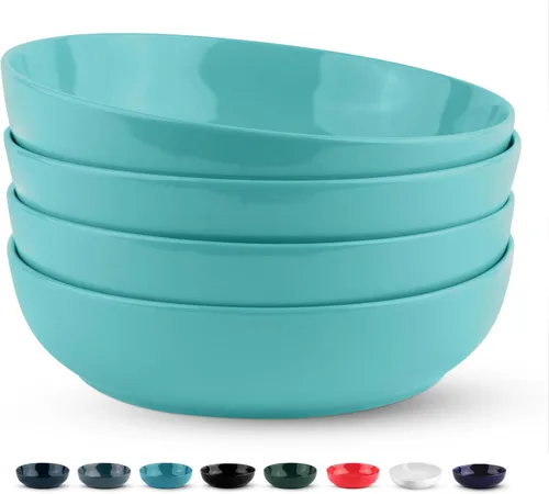 Miniatura 11 de KooK Juego de cuencos de porcelana para pasta, borde negro, juego de 4 40 oz