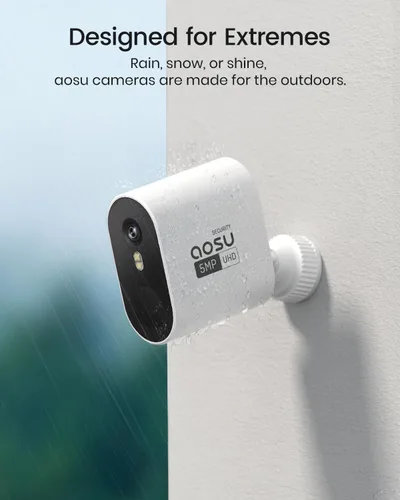 Miniatura 8 de aosu Cámaras de seguridad solar de 3K/5MP Sistema de vigilancia inalámbrica para el hogar al aire libre, ultra gran angular de 166°