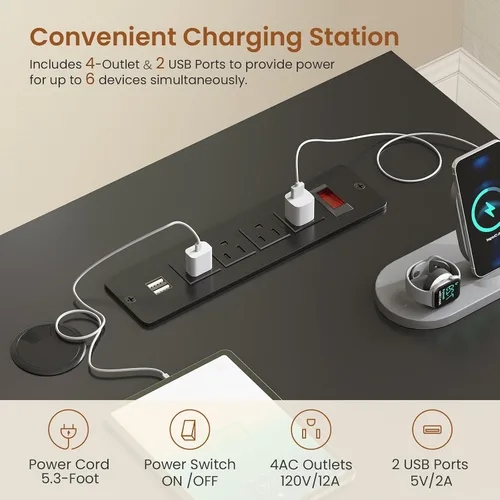 Miniatura 6 de SEDETA Escritorio eléctrico de pie en forma de L con archivador, 63 x 53 pulgadas, escritorio de computadora de oficina en casa ajustable con Negro