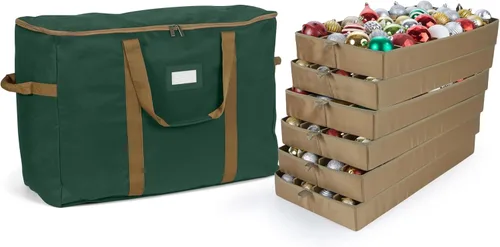 Miniatura 26 de Covermates Keepsakes Bolsa de almacenamiento ajustable para adornos, poliéster resistente, separadores acolchados y bandejas FlexGrid, organizador