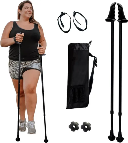 Miniatura 31 de York Nordic Bastones de senderismo motivadores grandes y altos para equilibrio y rehabilitación, 2 piezas, fuertes bloqueos de botón, patas de goma