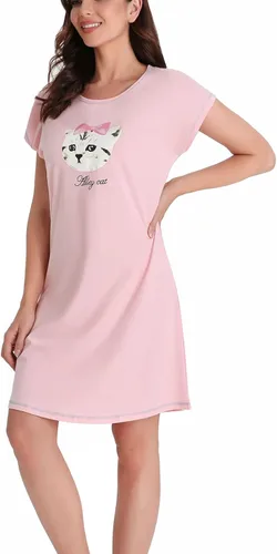ft FENTENG Camisón de cuello redondo para mujer casual manga corta algodón camisa camisa camisa camisa camisa camisa camisa camisa camisa