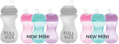 Nuby Mini Gripper - Vaso de silicona suave con boquilla de 6 onzas sin derrames, 6 onzas, para niñas, 6 meses
