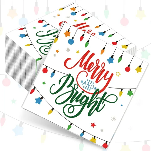 Miniatura 7 de Sherr Paquete de 200 servilletas de Navidad ligeras de papel de Navidad para invitados, 2 capas, desechables, servilletas de baño, toallas de mano