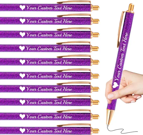 Miniatura 14 de Bolígrafos personalizados con purpurina con nombre a granel, 10 unidades, bolígrafos personalizados con punta de lápiz digital para mujeres y niñas