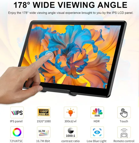 Miniatura 3 de Monitor de pantalla táctil portátil de 15.6 pulgadas, FHD 1920 × 1080 IPS Ra Pi Monitor de pantalla táctil para portátil HDMI, VGA, DVI, pantalla