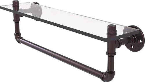 Miniatura 8 de Allied Brass P-410-16-GSTB Pipeline Collection - Estante de cristal para toallas de 16 pulgadas, 16 pulgadas, bronce cepillado