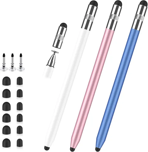 Miniatura 8 de Lápiz óptico para pantalla táctil, lápiz capacitivo de goma 3 en 1, alta sensibilidad y precisión, lápiz capacitivo universal compatible con iPad