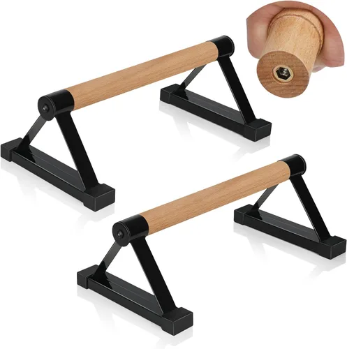 Barras de flexiones de madera, barras paraletas, barras antideslizantes para parada de manos para calistenia, fitness, entrenamientos de piso, Negro