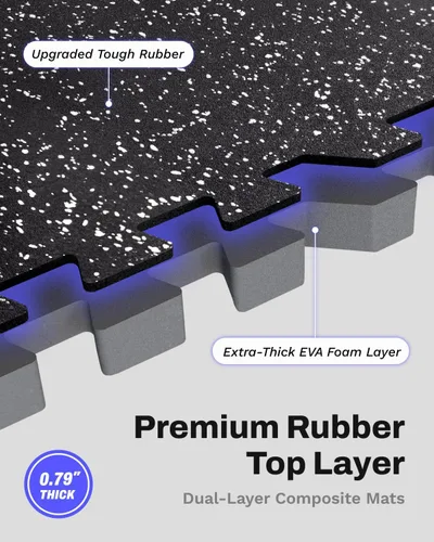 Miniatura 2 de AIRHOP - Alfombras de 0,79 pulgadas de espesor para equipos de ejercicio de 24 pies cuadrados, 6 baldosas de goma mejoradas con espuma EVA de alta