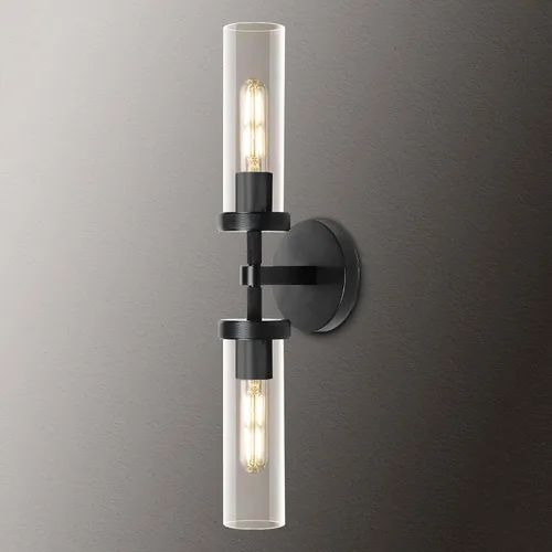 Miniatura 22 de Apliques de Pared Negros Juego de Dos, Aplique de 35.6 cm para Tocador de Baño, Apliques de Pared de Tubo de Vidrio, Iluminación de Apliques