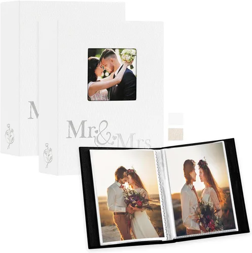 Miniatura 16 de Lanpn Álbum de fotos de boda de 4 x 6 pulgadas, 2 paquetes, cada paquete tiene capacidad para 50 imágenes, mini álbumes de fotos de boda